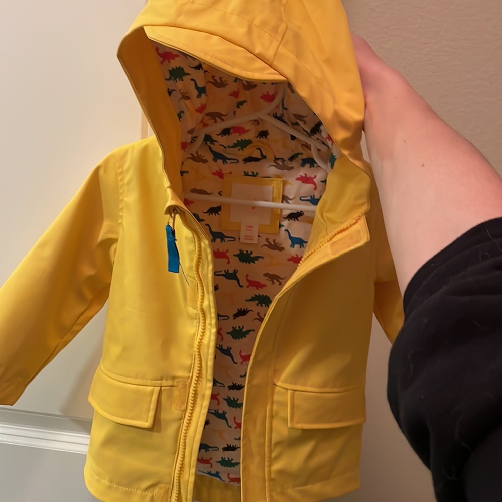 CAT & JACK Yellow Rain Jacket 12mo Dinosaurs - Picture 3 of 5